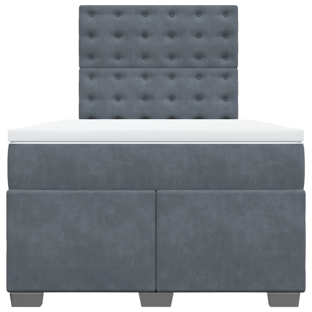 Boxspring met matras fluweel donkergrijs 120x190 cm