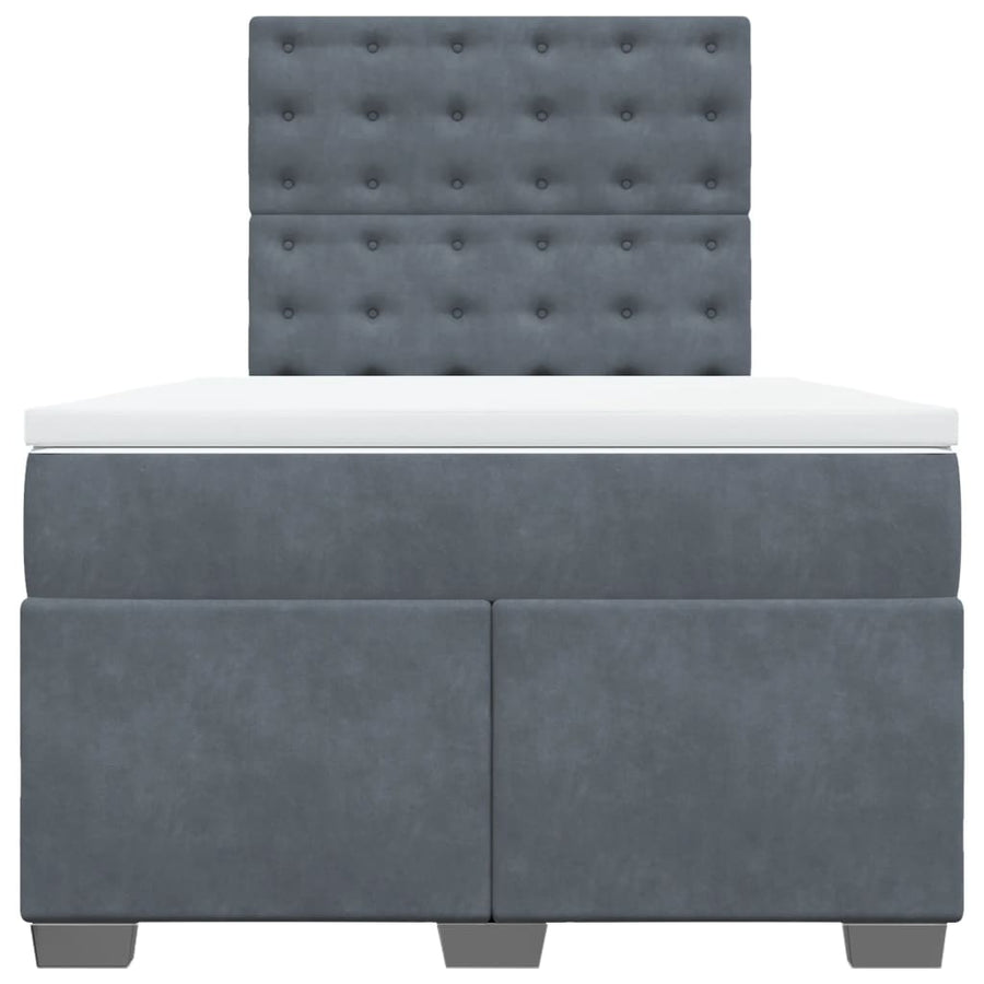 Boxspring met matras fluweel donkergrijs 120x190 cm
