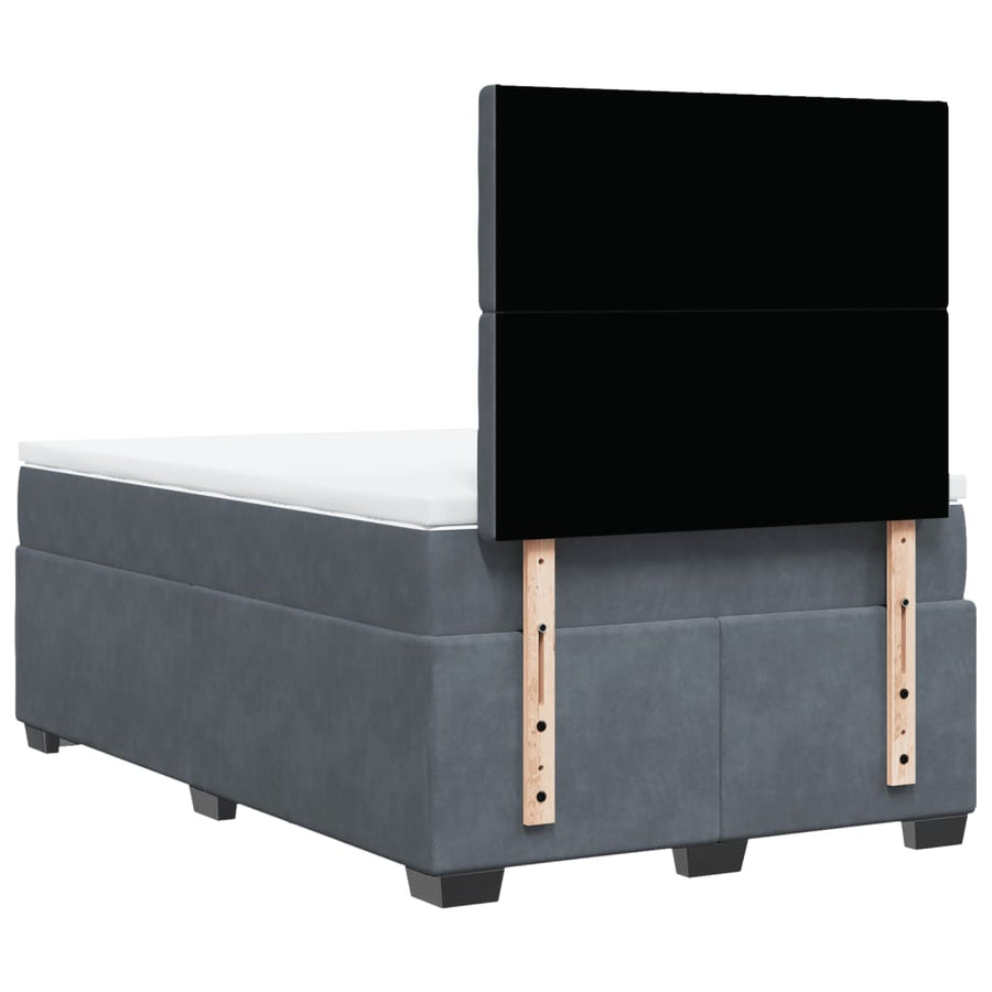 Boxspring met matras fluweel donkergrijs 120x190 cm