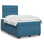 Boxspring met matras fluweel blauw 120x190 cm