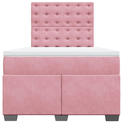 Boxspring met matras fluweel roze 120x190 cm