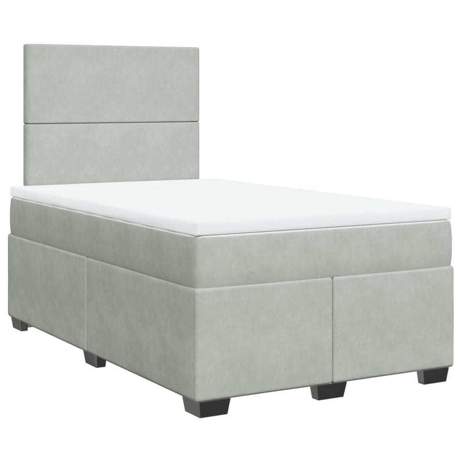 Boxspring met matras fluweel lichtgrijs 120x200 cm