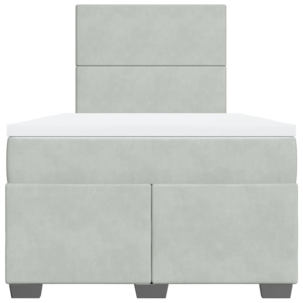 Boxspring met matras fluweel lichtgrijs 120x200 cm