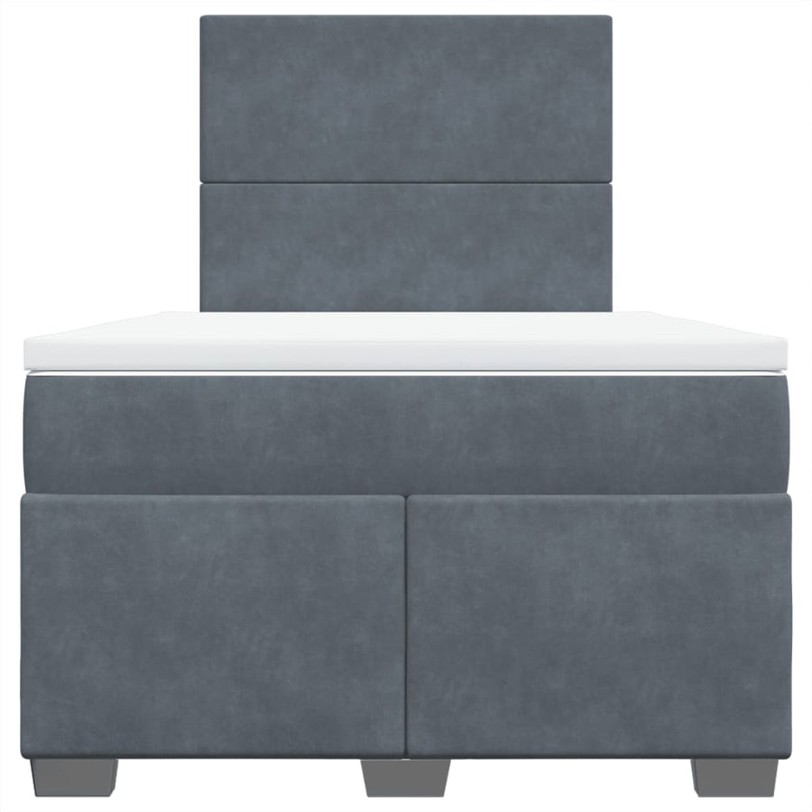 Boxspring met matras fluweel donkergrijs 120x200 cm