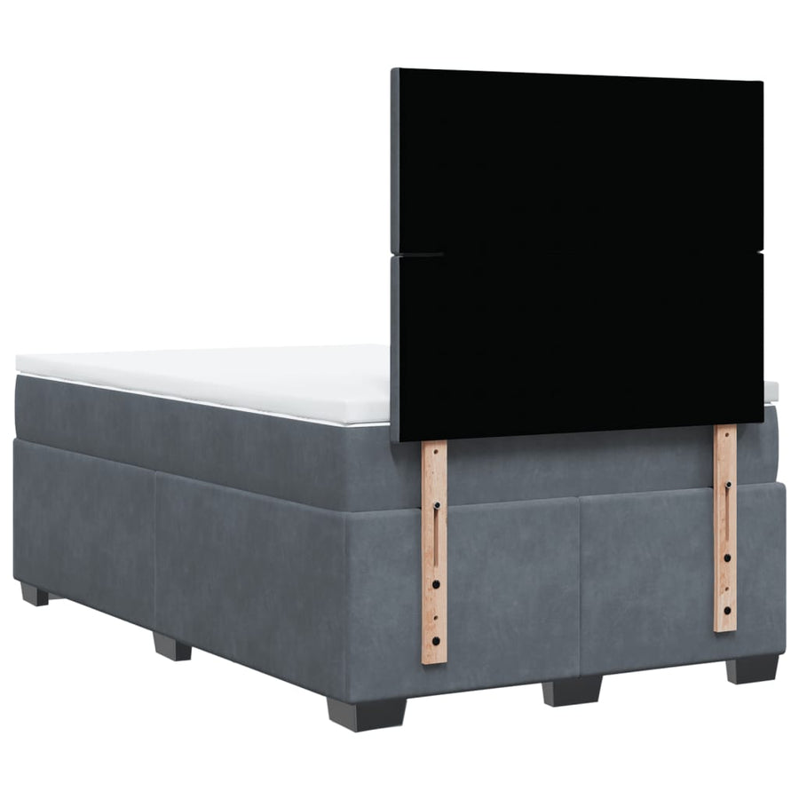 Boxspring met matras fluweel donkergrijs 120x200 cm