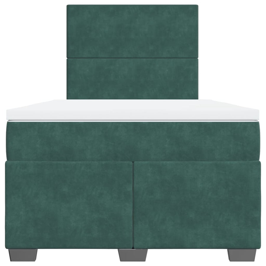 Boxspring met matras fluweel donkergroen 120x200 cm