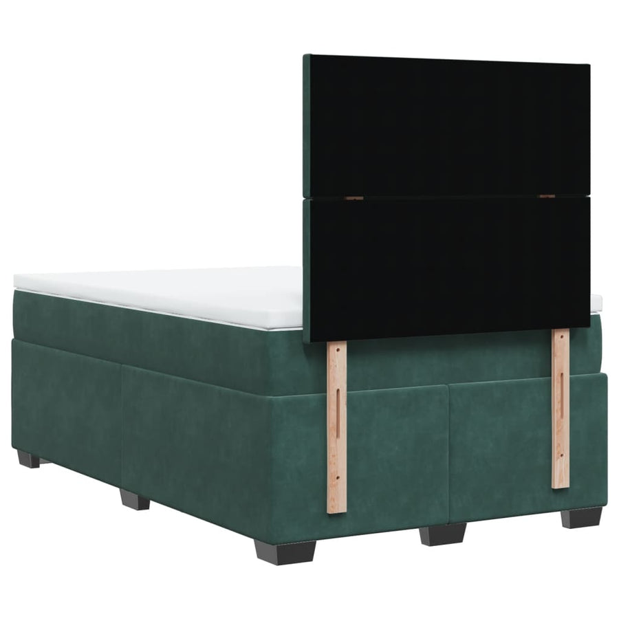 Boxspring met matras fluweel donkergroen 120x200 cm