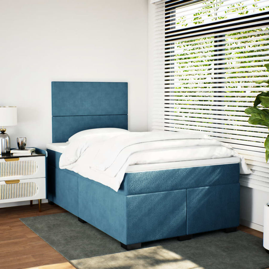 Boxspring met matras fluweel blauw 120x200 cm