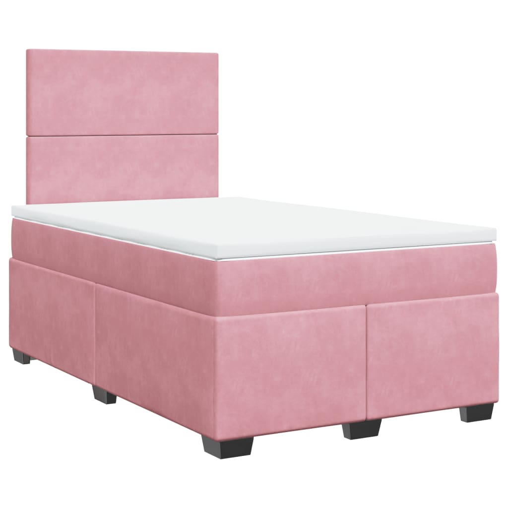 Boxspring met matras fluweel roze 120x200 cm