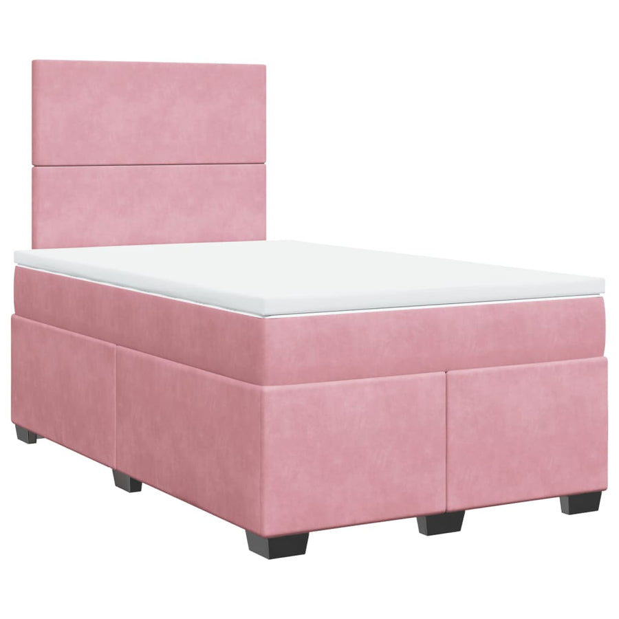 Boxspring met matras fluweel roze 120x200 cm
