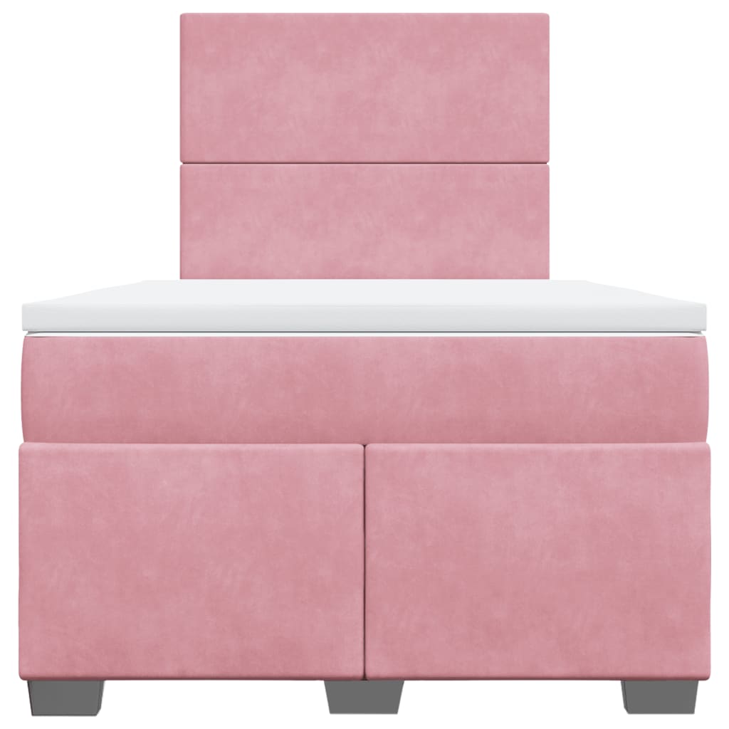 Boxspring met matras fluweel roze 120x200 cm