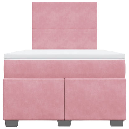 Boxspring met matras fluweel roze 120x200 cm
