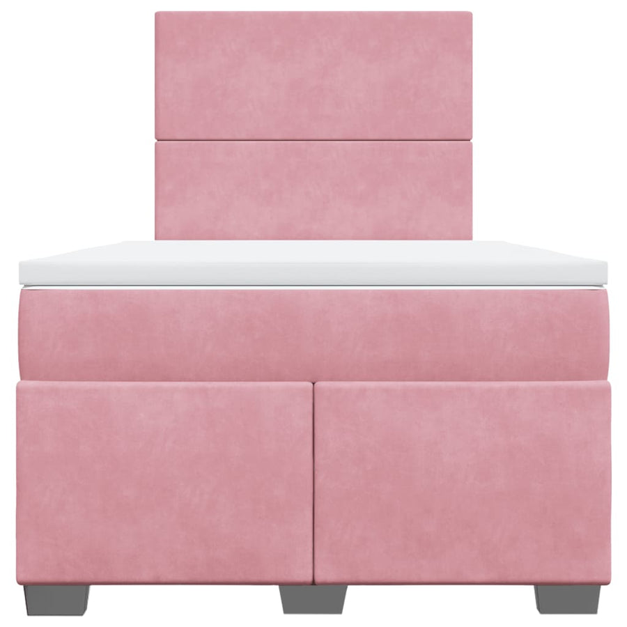 Boxspring met matras fluweel roze 120x200 cm