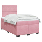 Boxspring met matras fluweel roze 120x200 cm