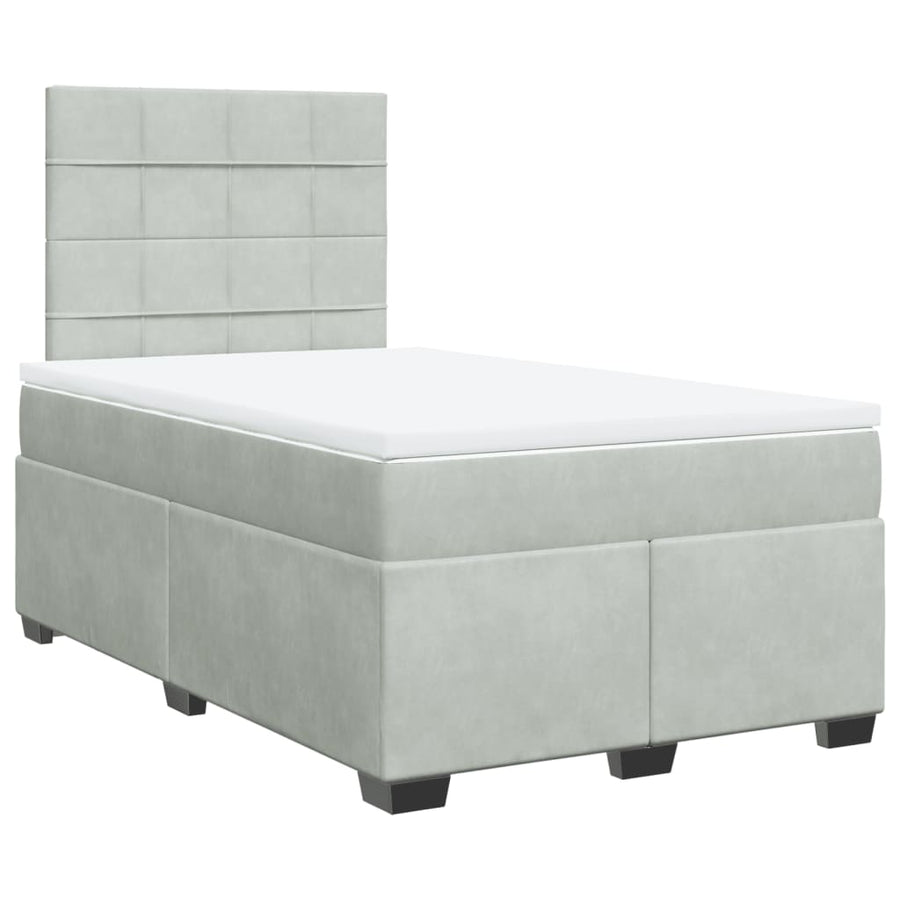 Boxspring met matras fluweel lichtgrijs 120x200 cm