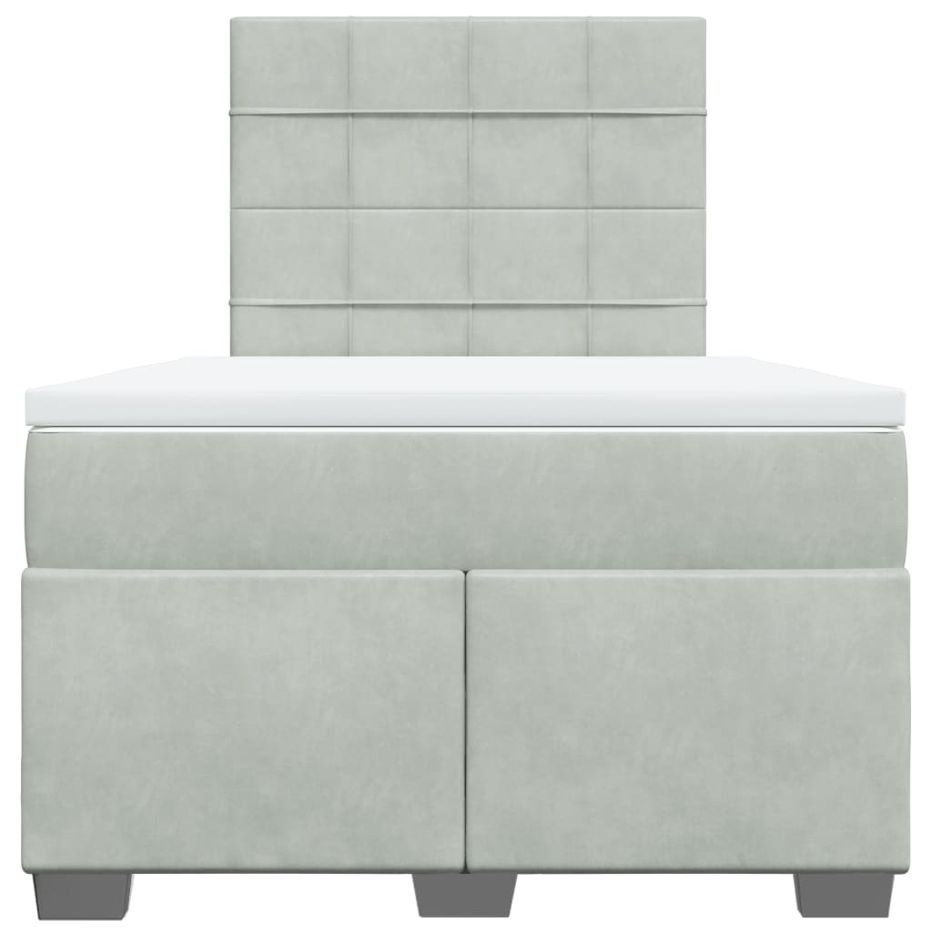 Boxspring met matras fluweel lichtgrijs 120x200 cm