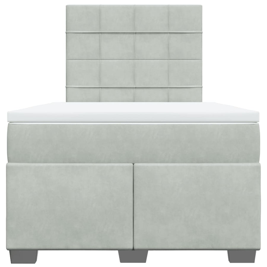 Boxspring met matras fluweel lichtgrijs 120x200 cm
