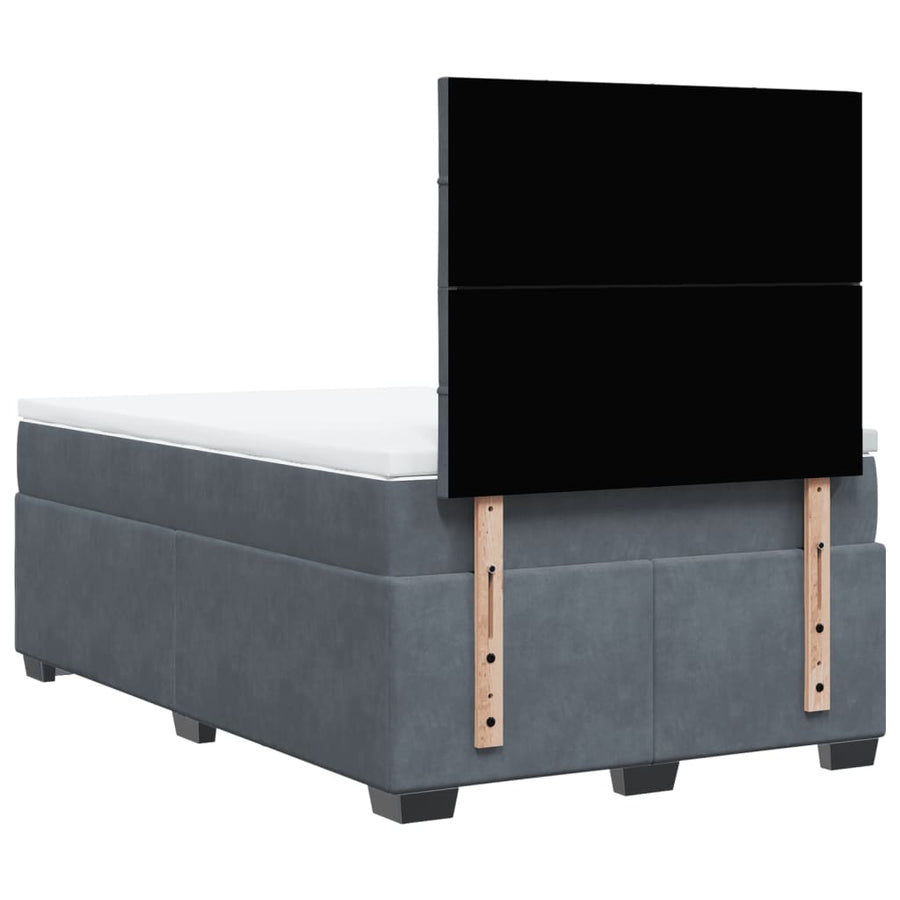 Boxspring met matras fluweel donkergrijs 120x200 cm
