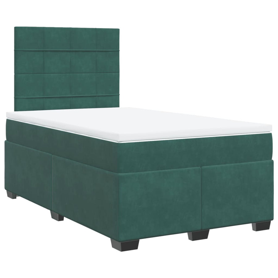 Boxspring met matras fluweel donkergroen 120x200 cm