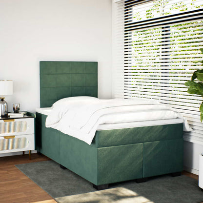 Boxspring met matras fluweel donkergroen 120x200 cm
