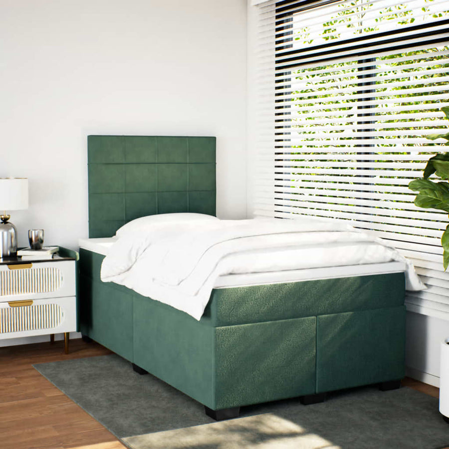 Boxspring met matras fluweel donkergroen 120x200 cm