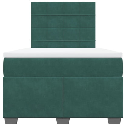 Boxspring met matras fluweel donkergroen 120x200 cm