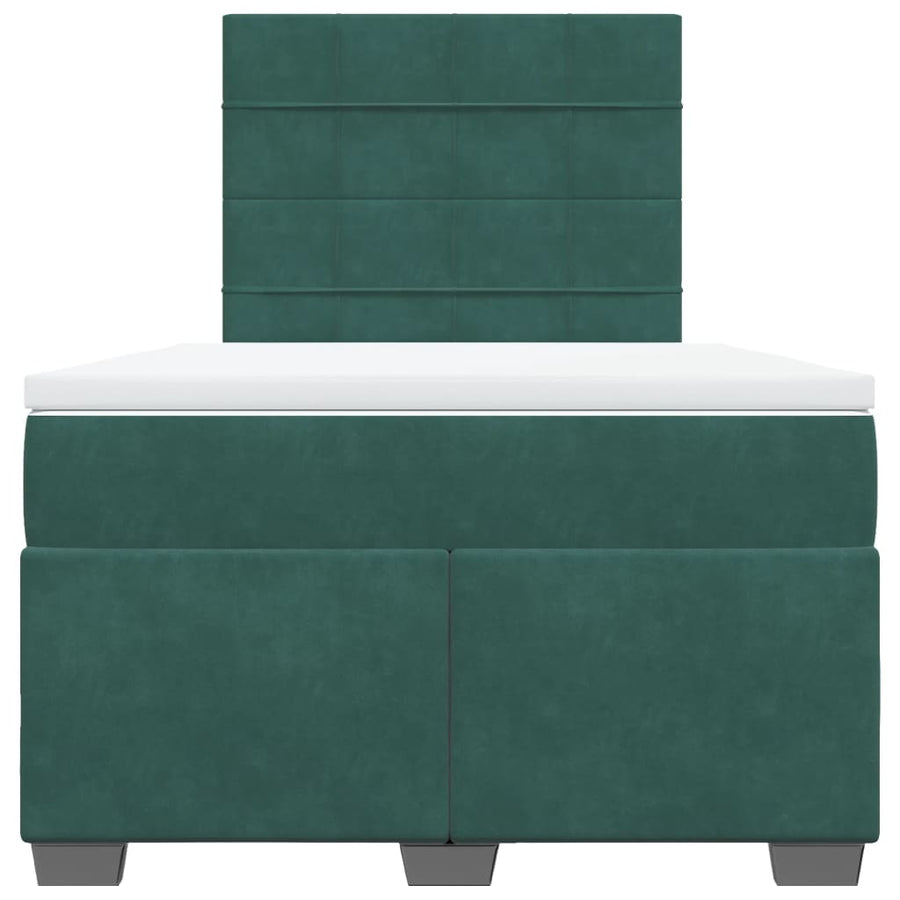 Boxspring met matras fluweel donkergroen 120x200 cm