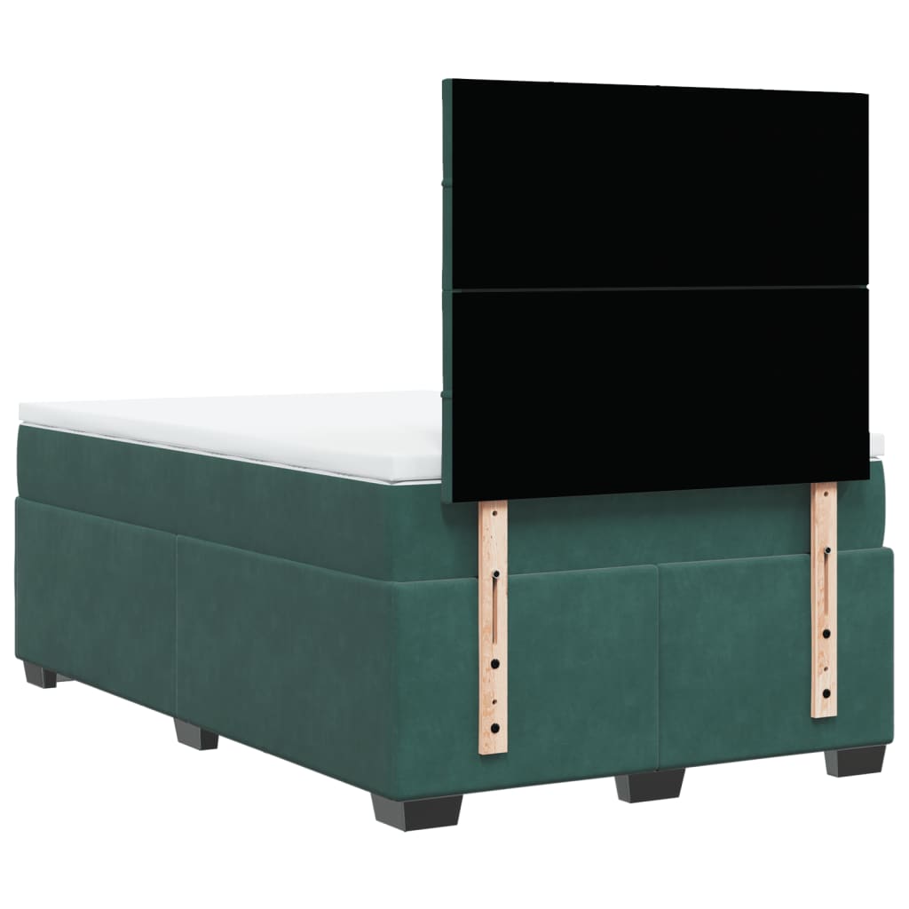 Boxspring met matras fluweel donkergroen 120x200 cm