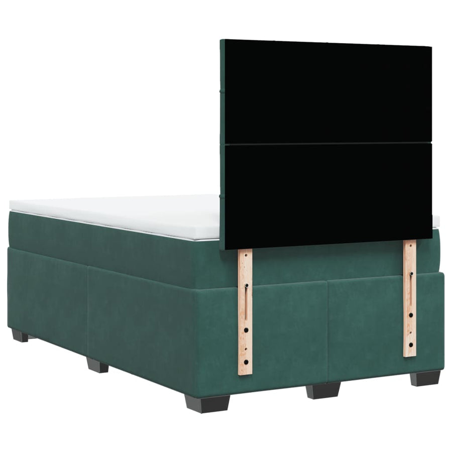 Boxspring met matras fluweel donkergroen 120x200 cm