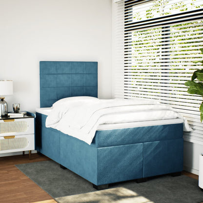 Boxspring met matras fluweel blauw 120x200 cm