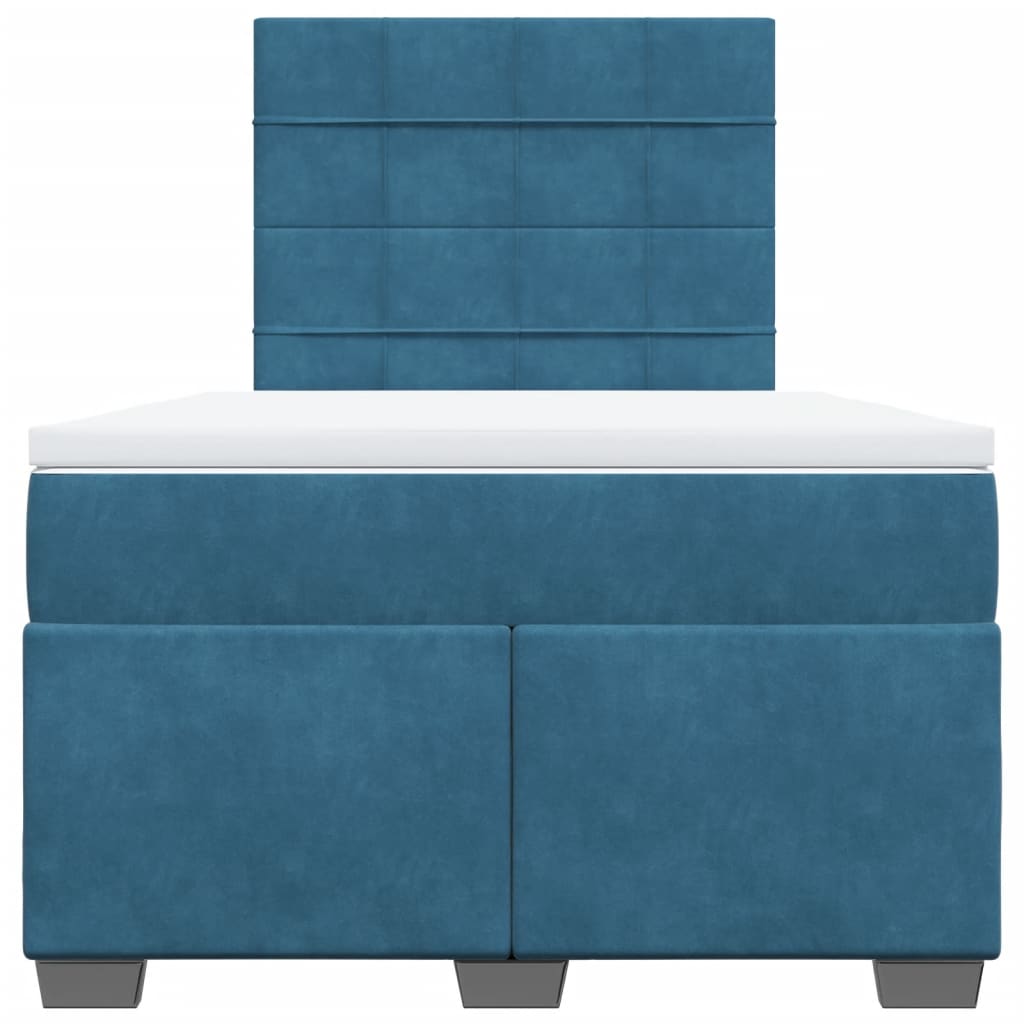 Boxspring met matras fluweel blauw 120x200 cm