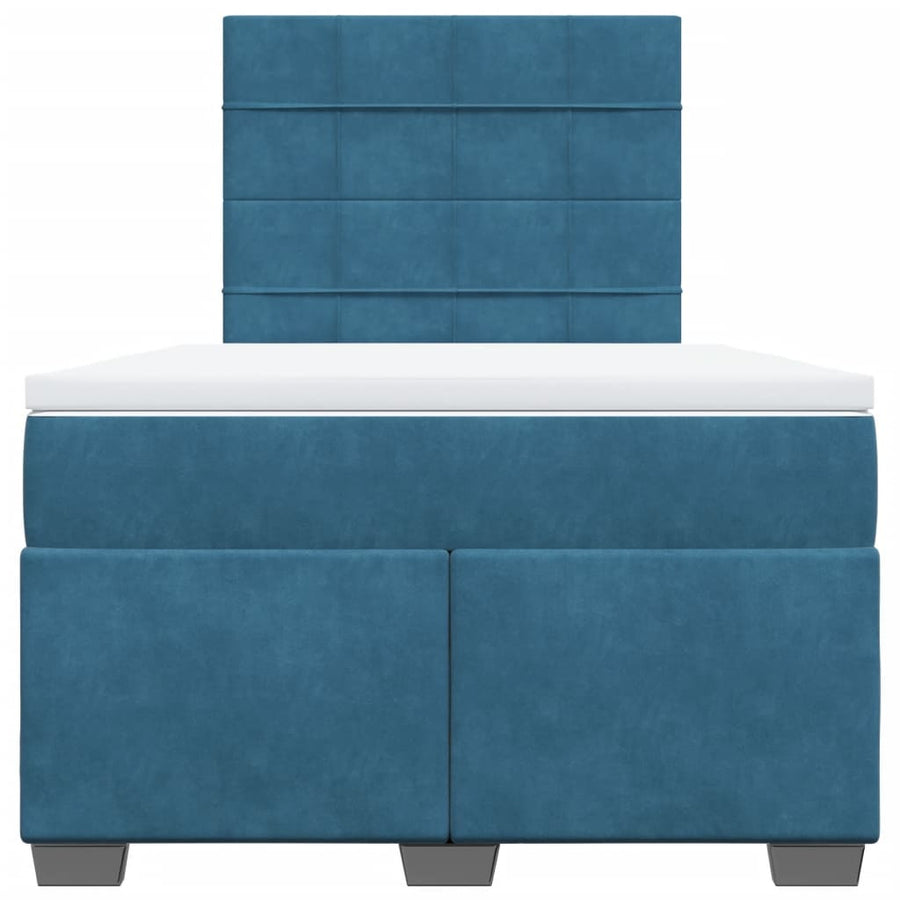 Boxspring met matras fluweel blauw 120x200 cm