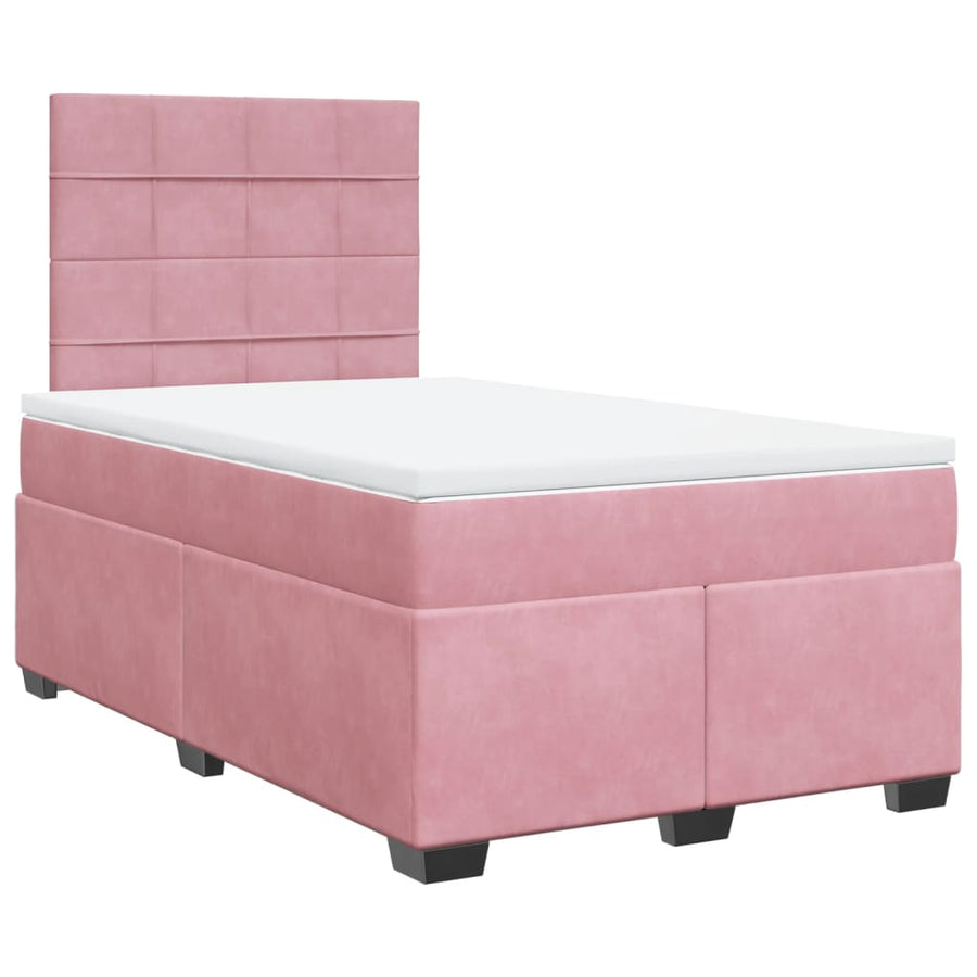 Boxspring met matras fluweel roze 120x200 cm