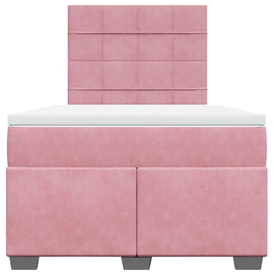 Boxspring met matras fluweel roze 120x200 cm