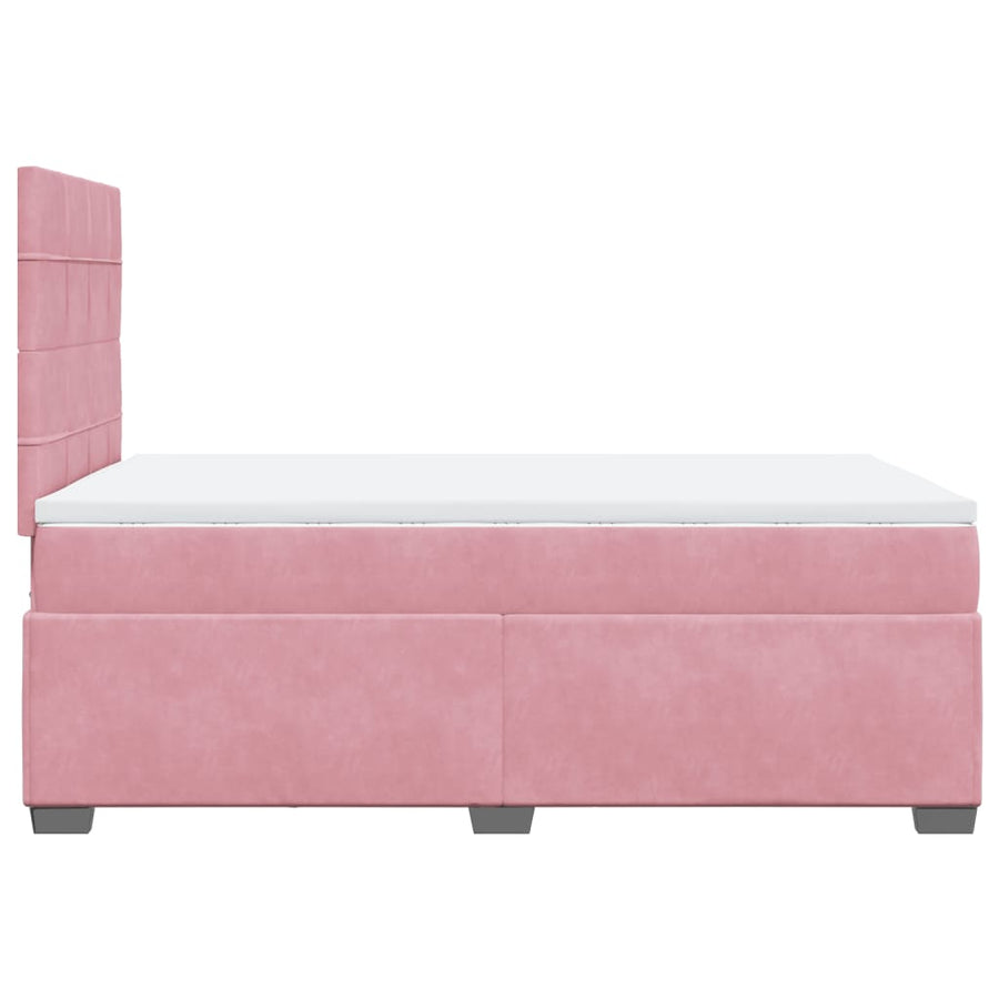 Boxspring met matras fluweel roze 120x200 cm