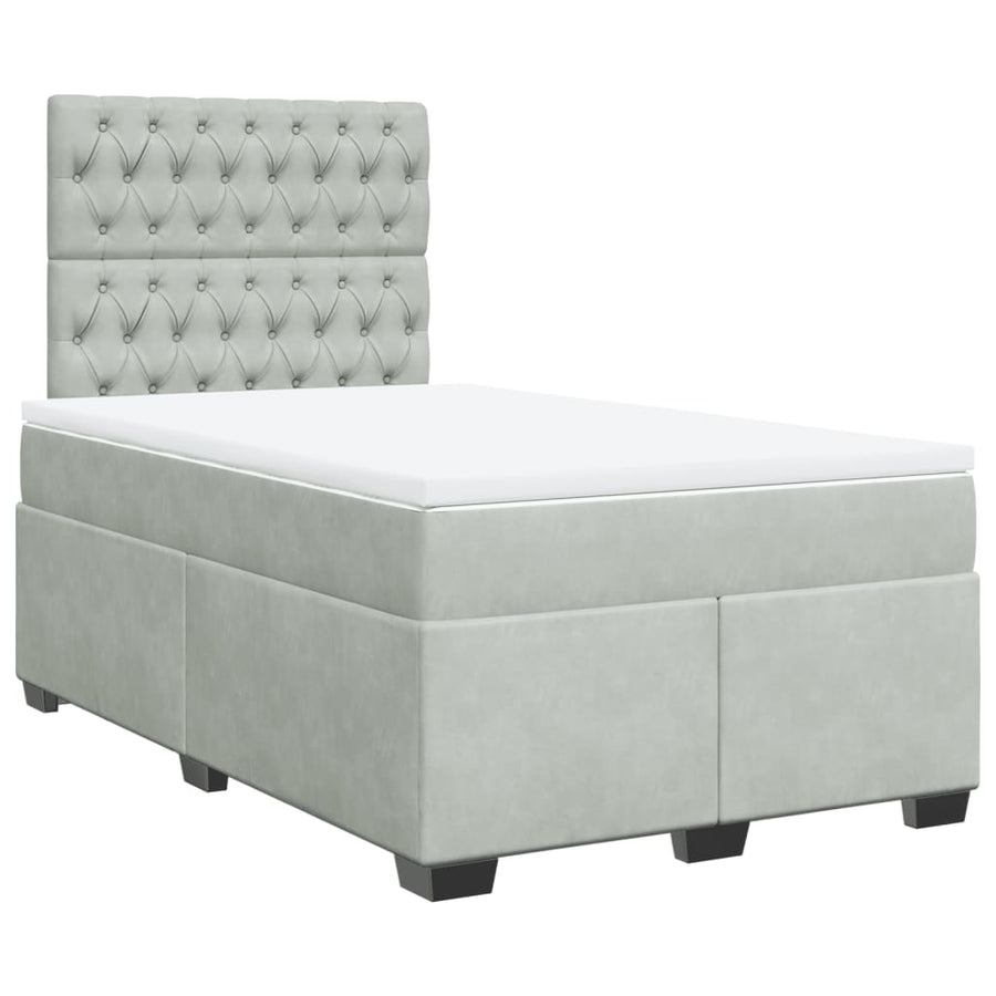 Boxspring met matras fluweel lichtgrijs 120x200 cm