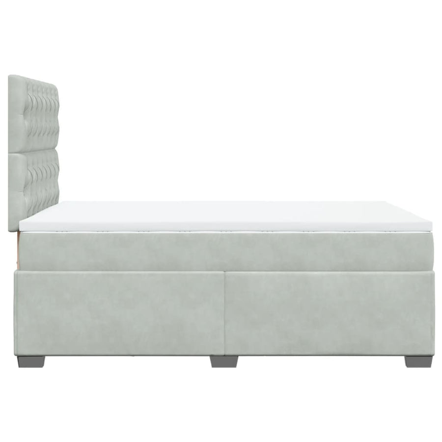 Boxspring met matras fluweel lichtgrijs 120x200 cm