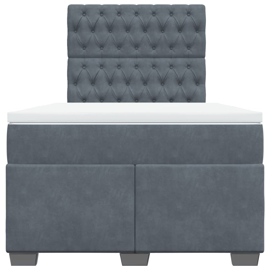 Boxspring met matras fluweel donkergrijs 120x200 cm