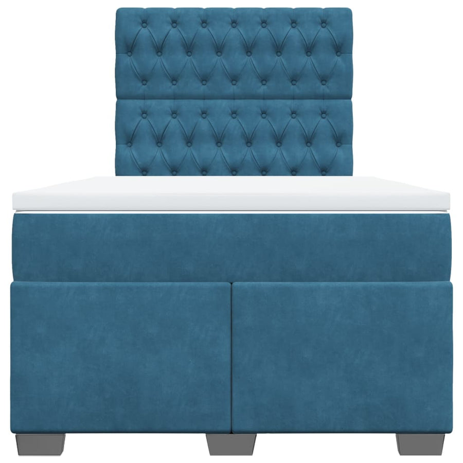 Boxspring met matras fluweel blauw 120x200 cm