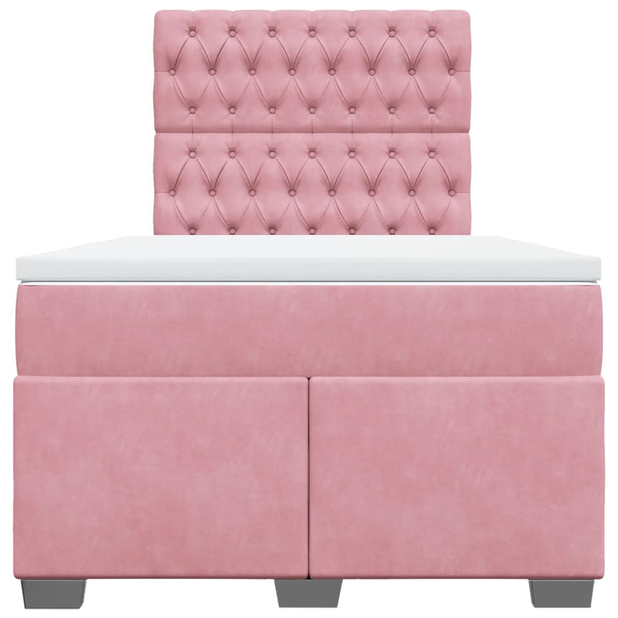 Boxspring met matras fluweel roze 120x200 cm