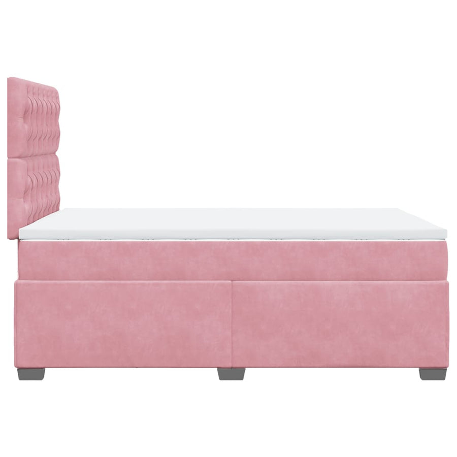 Boxspring met matras fluweel roze 120x200 cm