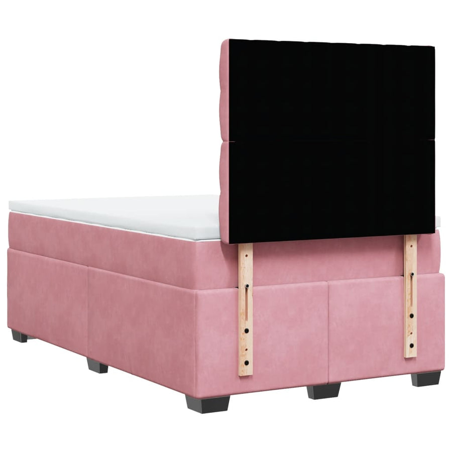 Boxspring met matras fluweel roze 120x200 cm