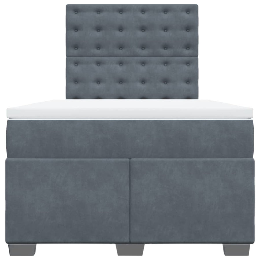 Boxspring met matras fluweel donkergrijs 120x200 cm