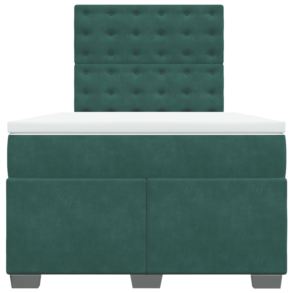 Boxspring met matras fluweel donkergroen 120x200 cm
