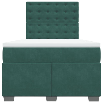 Boxspring met matras fluweel donkergroen 120x200 cm