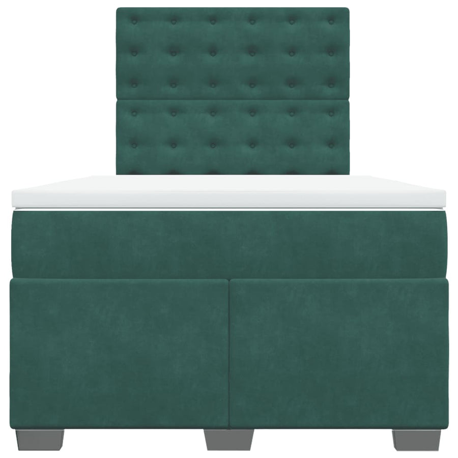 Boxspring met matras fluweel donkergroen 120x200 cm