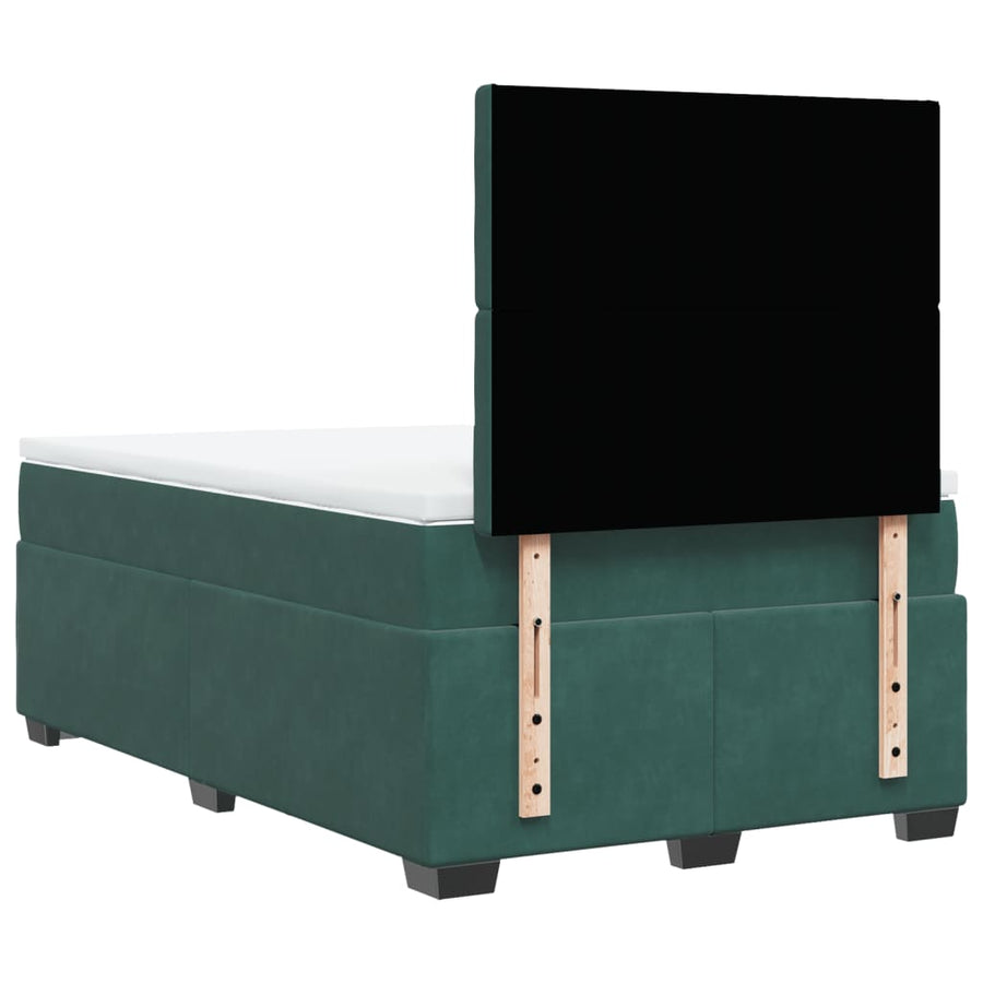 Boxspring met matras fluweel donkergroen 120x200 cm