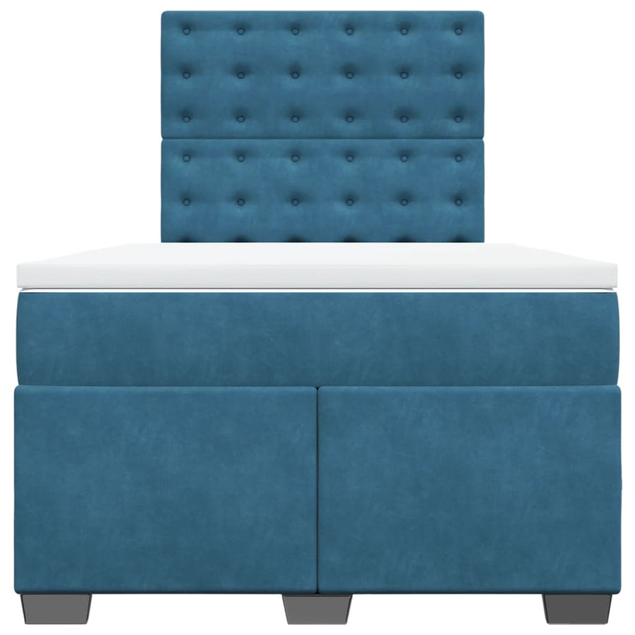 Boxspring met matras fluweel blauw 120x200 cm