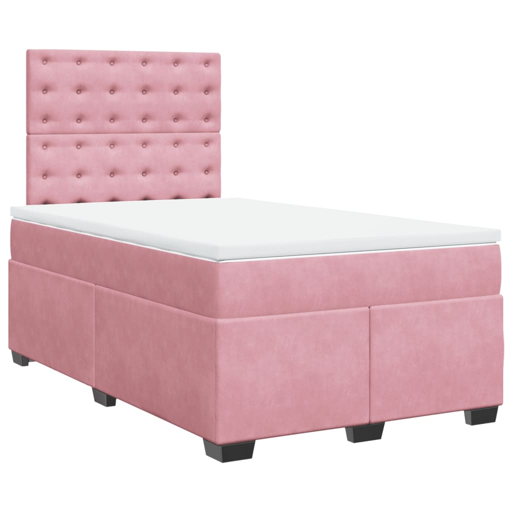 Boxspring met matras fluweel roze 120x200 cm