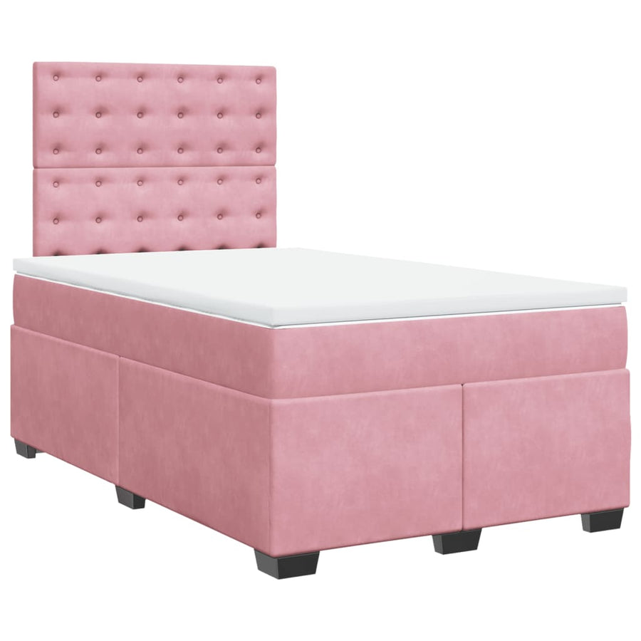 Boxspring met matras fluweel roze 120x200 cm